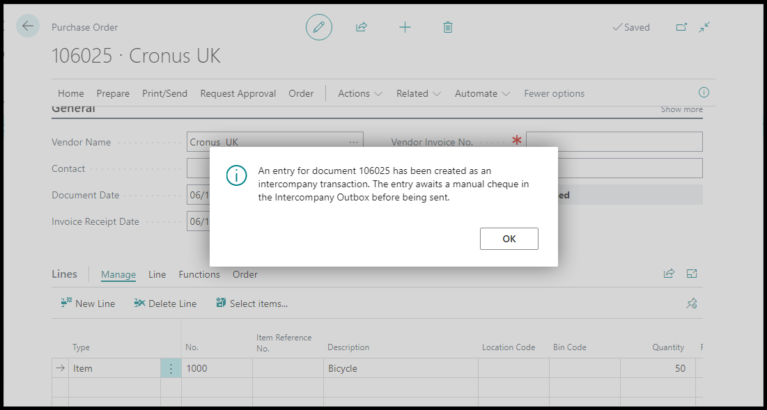 Intercompany Transaction - Purchase Order