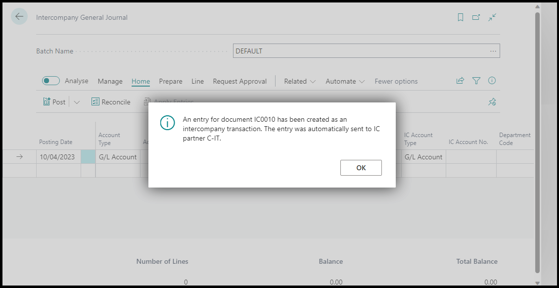Intercompany Transaction - General Journal