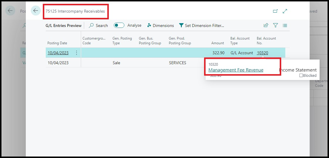 Intercompany Transaction - Journal posting preview