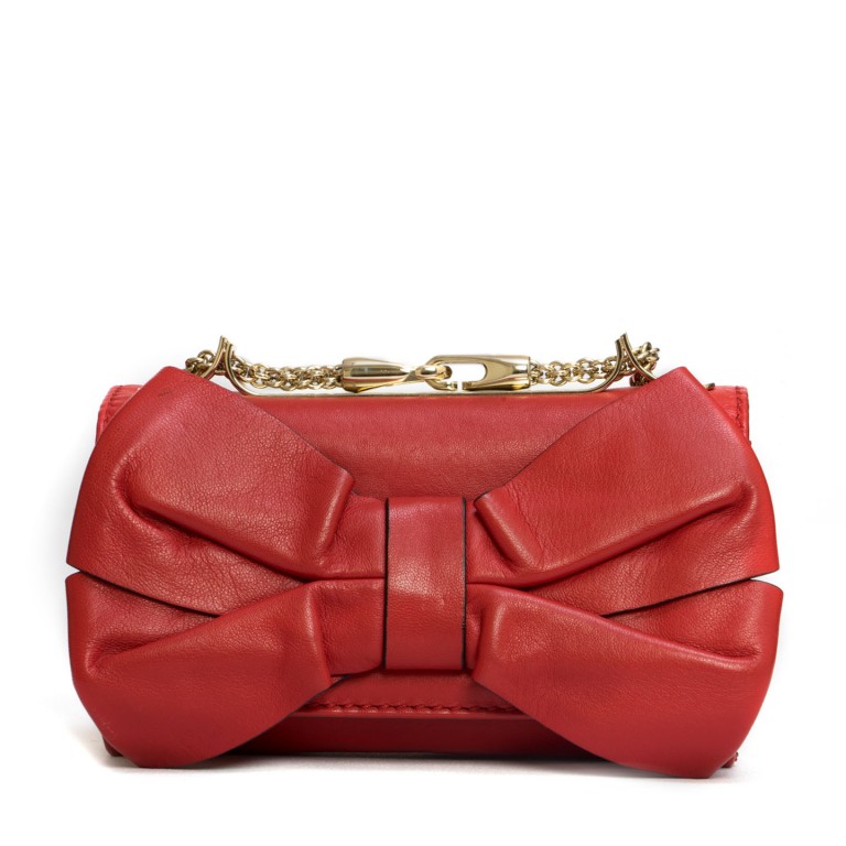 Valentino Red Leather Bow Crossbody Bag LabelCentric