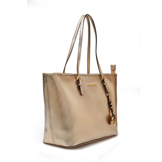 Michael Kors Jet Set Metallic Gold Tote - LabelCentric