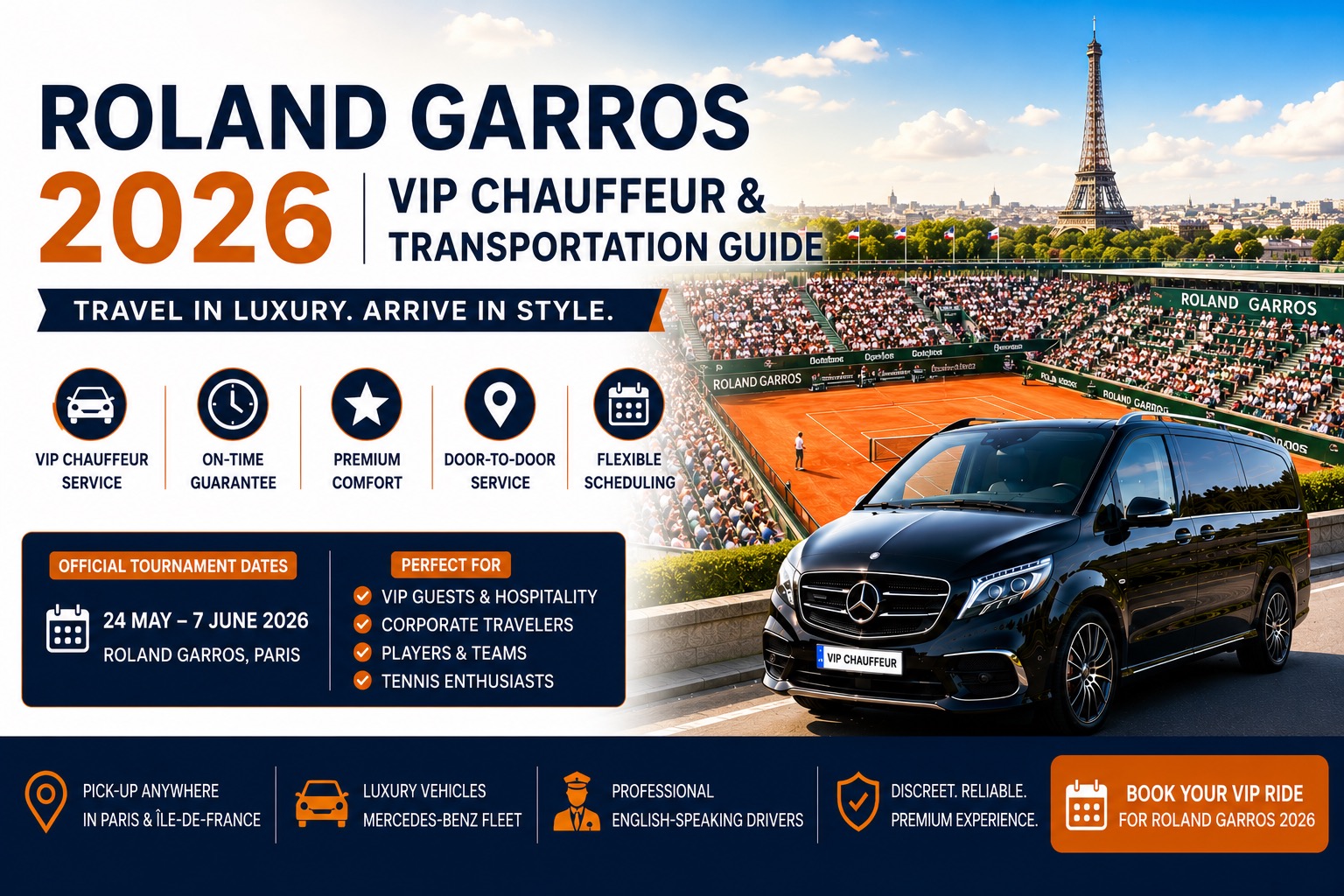 Roland Garros 2026: VIP Transportation Guide for Tennis Week