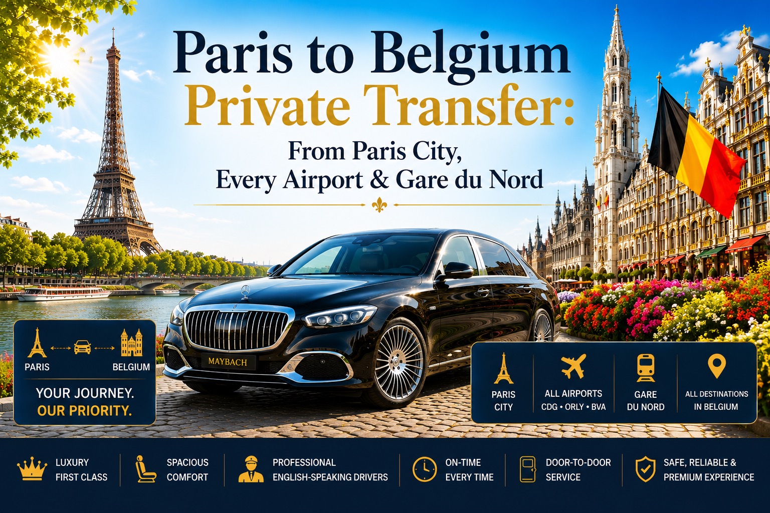 Paris to Belgium Private Transfer