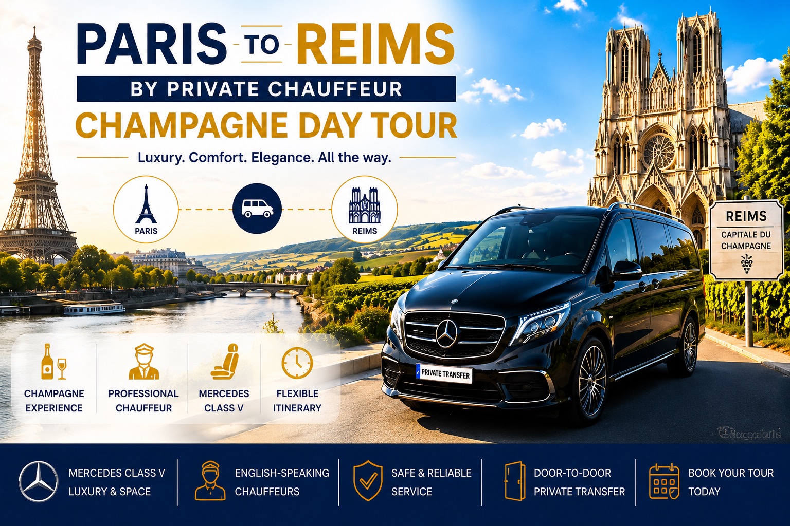 Paris to Reims by Private Chauffeur