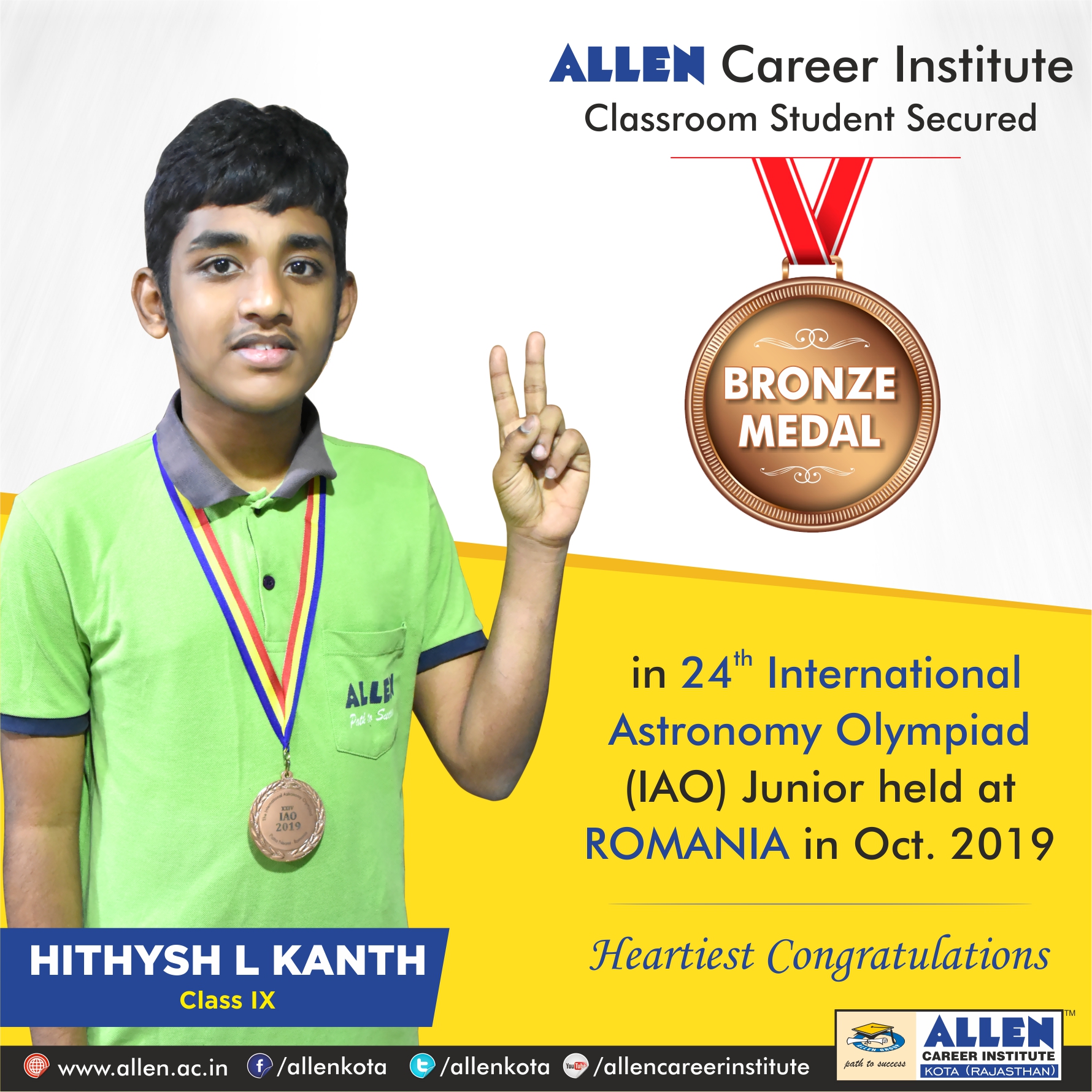 ALLEN Career Institute's student outshines in 24th International