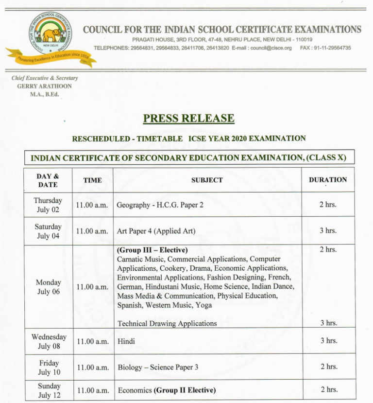 ICSE Class 10 & ISC Class 12 Exam Date Sheet released Read here for