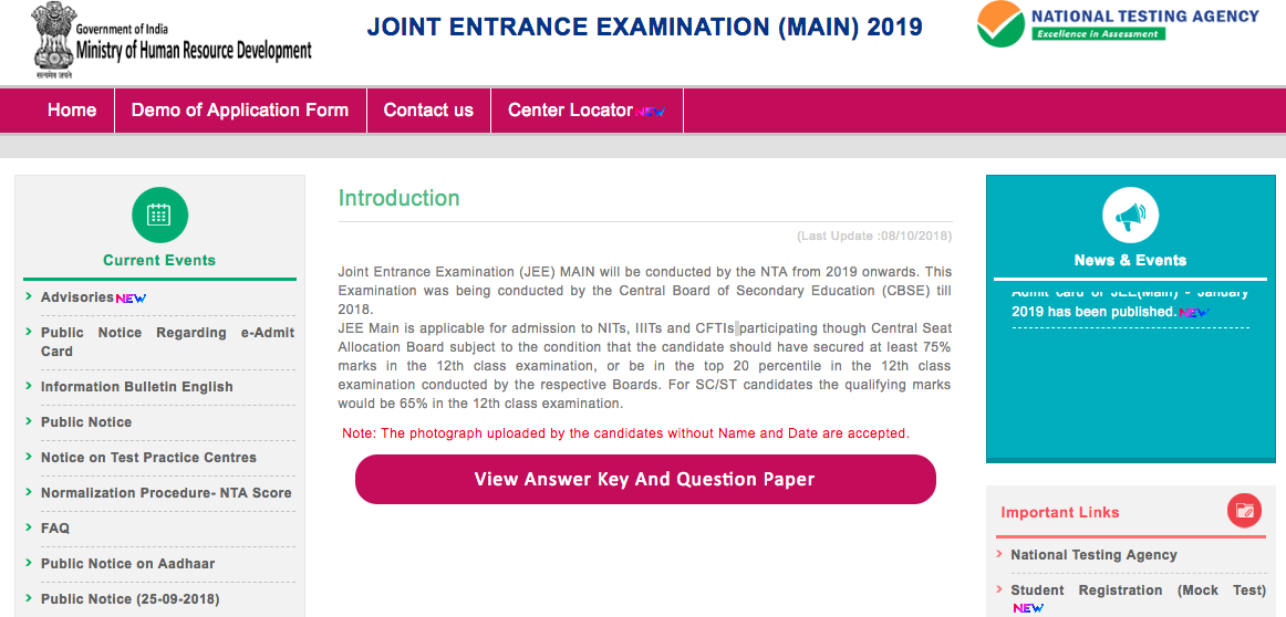 JEE Main Response Sheet 2020 April Releasing Soon ...