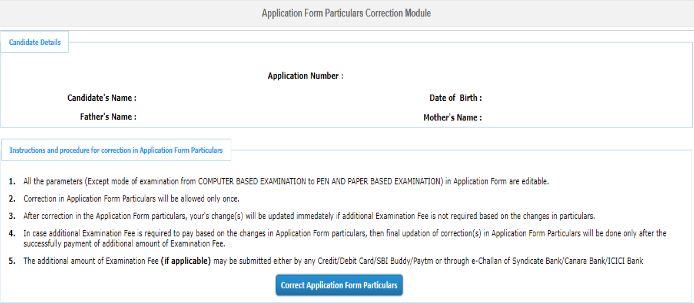 JEE Main Application Form Correction 2021 @ jeemain.nta.nic.in