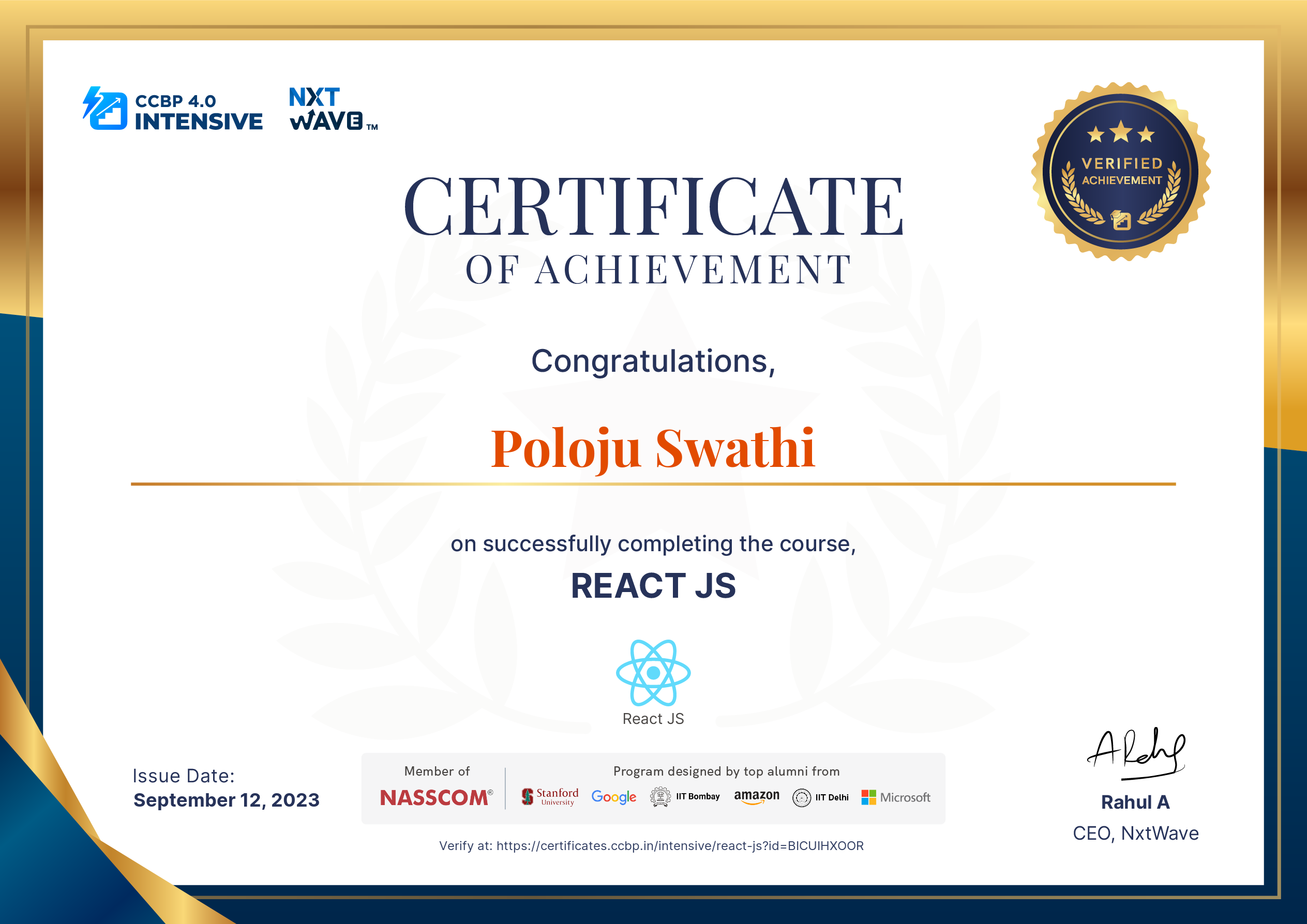 Poloju Swathi - Full Stack Development Trainee | CCBPian at NxtWave ...