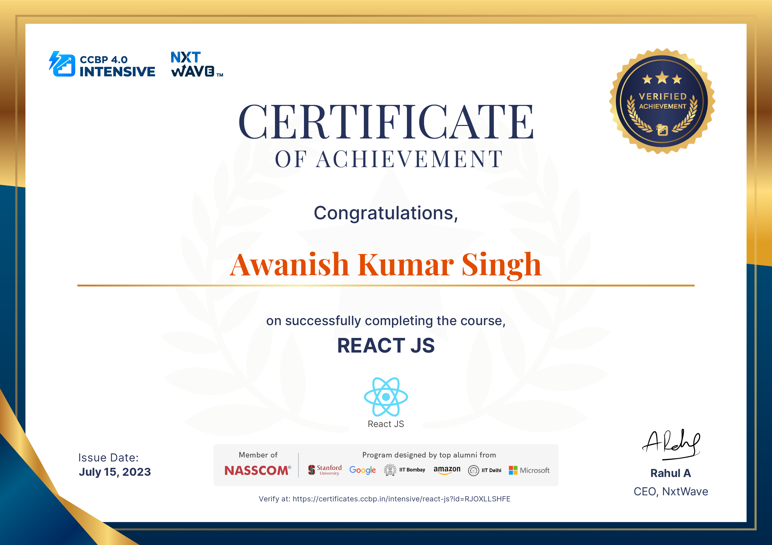 Awanish Kumar Singh - Full Stack Development Trainee || NxtWave ...