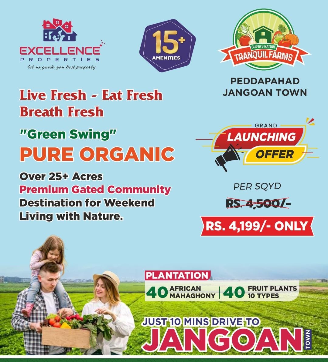 FARM LANDS & WEEKEND HOMES @ peddapahad - jangoan 