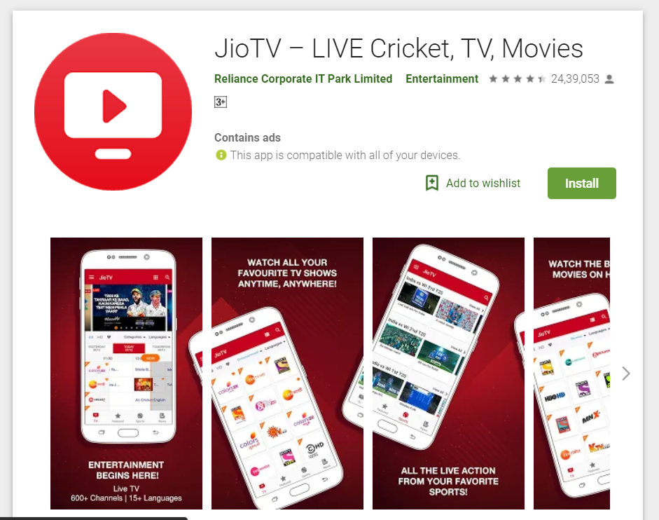 Features of Jio TV for PC