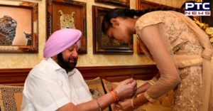CAPT AMARINDER SINGH To 5 GIRLS TIE RAKHIS AS TOKEN OF RAKSHA BANDHAN CELEBRATION