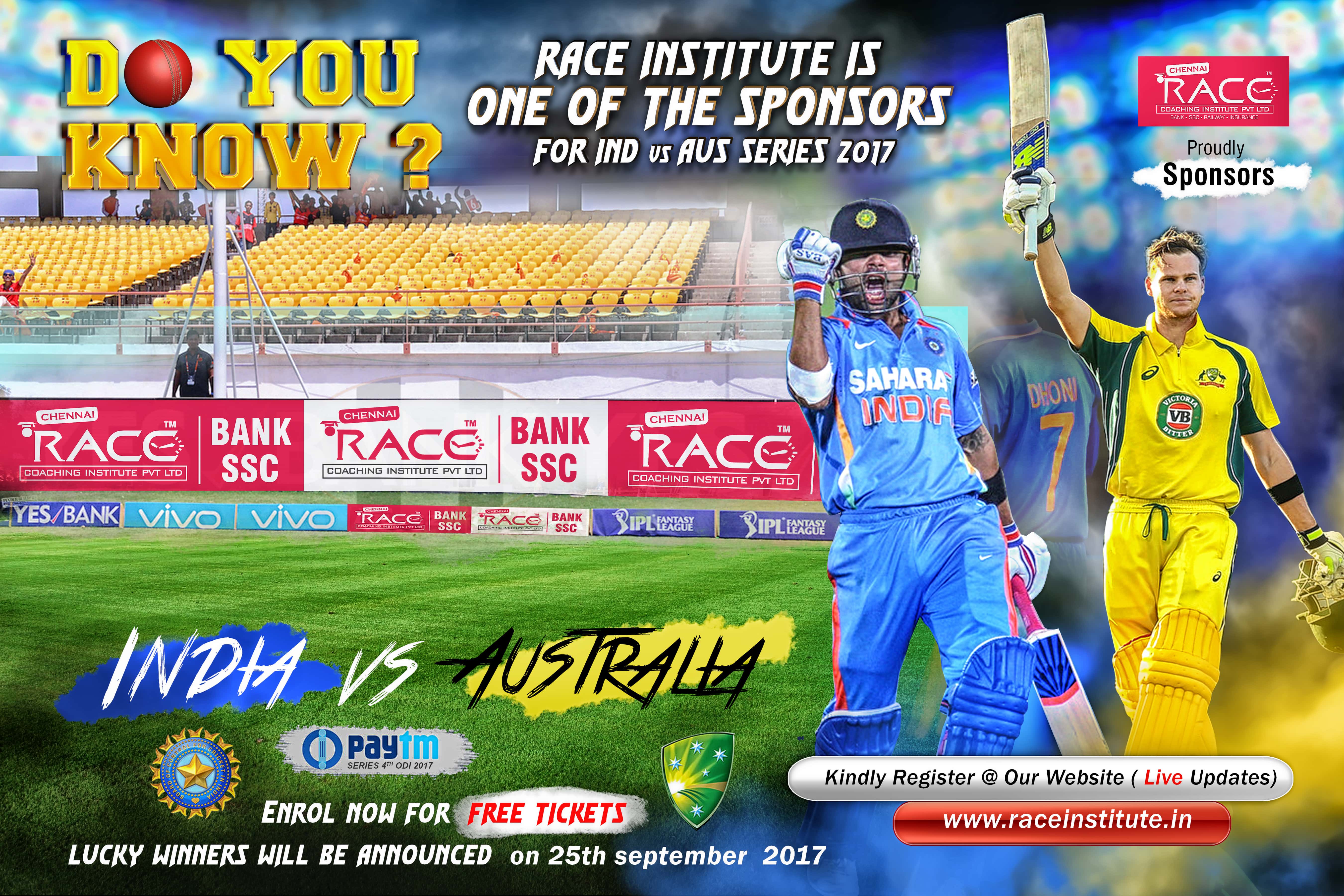 India Vs Australia Live Match 2017 - Chennai RACEINSTITUTE