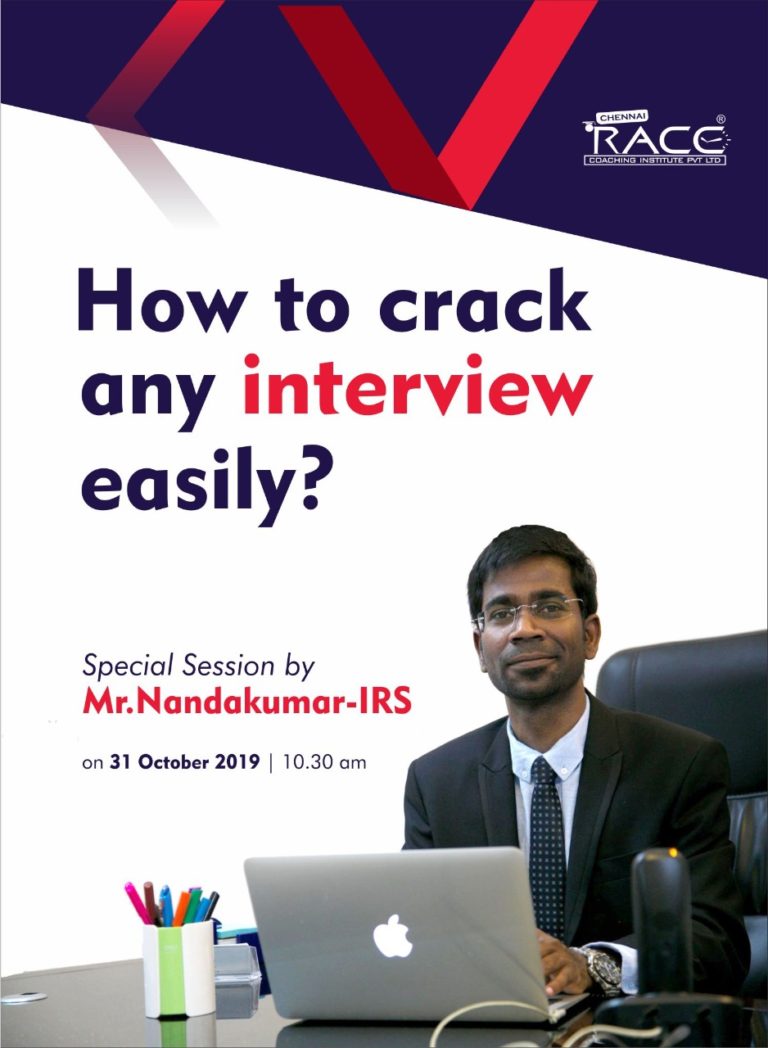 How to crack any Interview easily - A sperical motivational session by Mr Nandakumar IRS - RACE Institute Best Bank ssc and TNPSC exam coaching institute in india