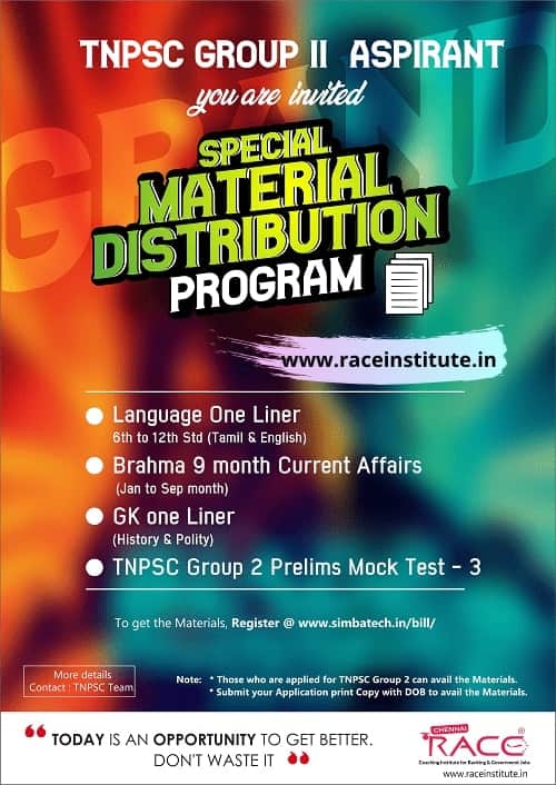 TNPSC Group II Material Kit Distribution in RACE institute