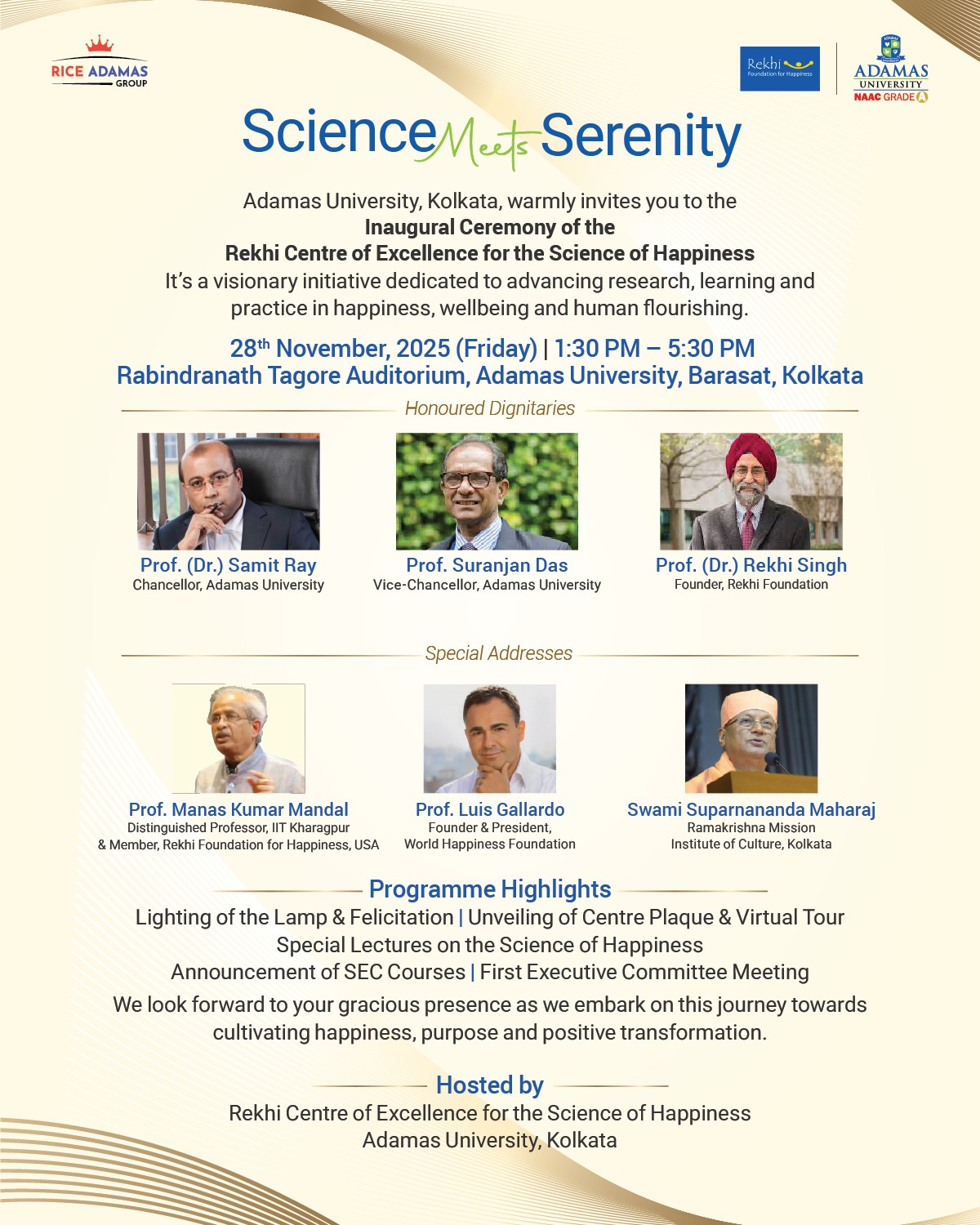 Adamas University launches the Rekhi Centre of Excellence for the Science of Happiness