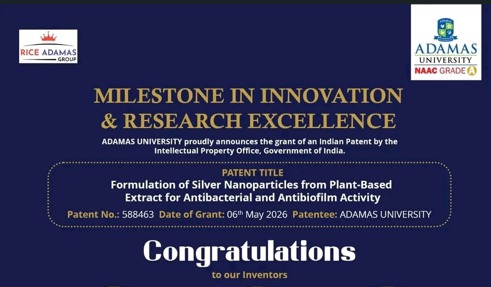 Adamas University Celebrates Grant of Indian Patent for Plant-Based Silver Nanoparticle Innovation