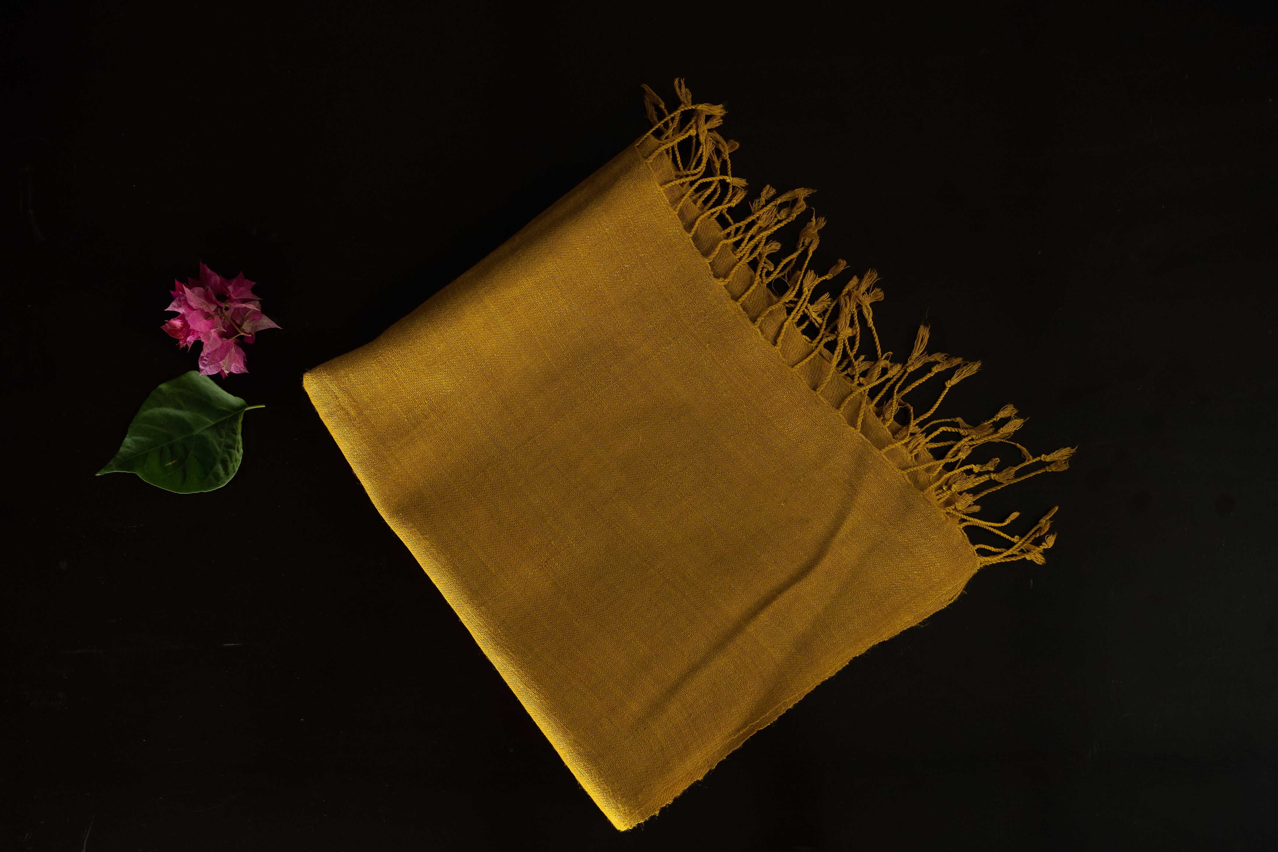 Handwoven Eri Silk Natural Dyed Fabric-Yellow - Turmeric