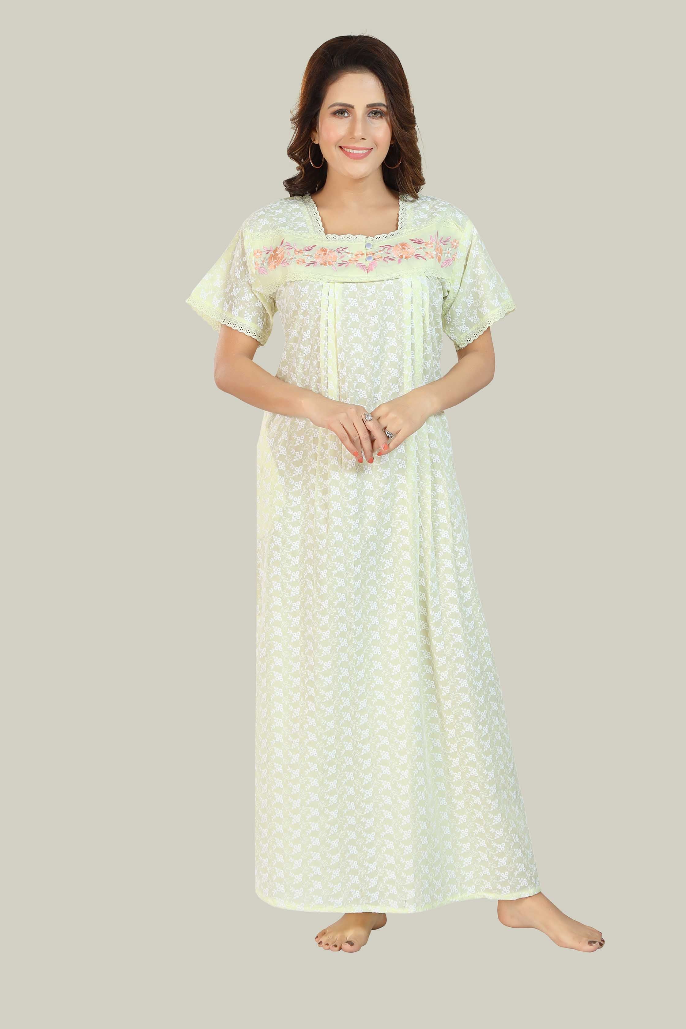 Lemon yellow Chikankari Arwa-XL