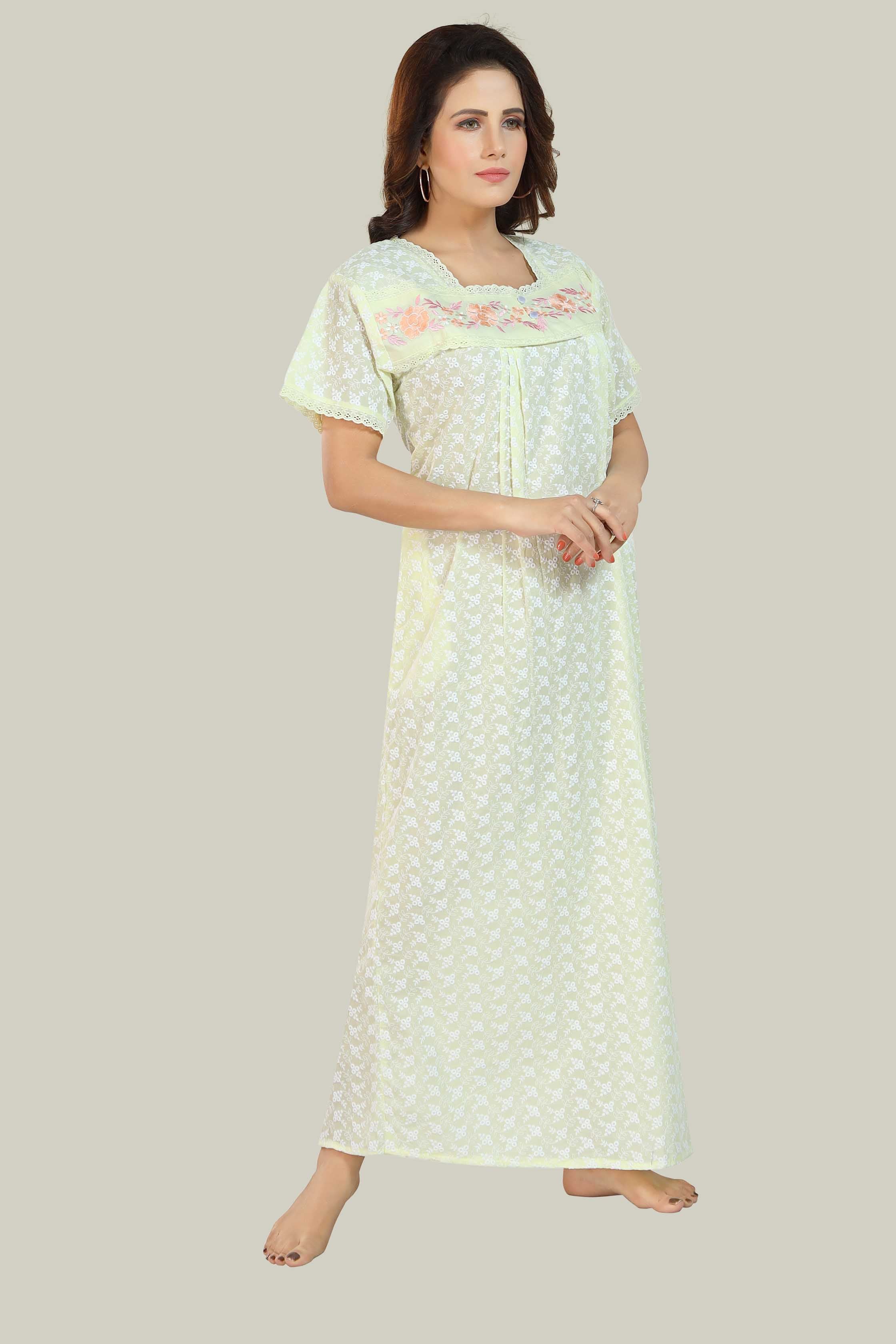 Lemon yellow Chikankari Arwa-XL