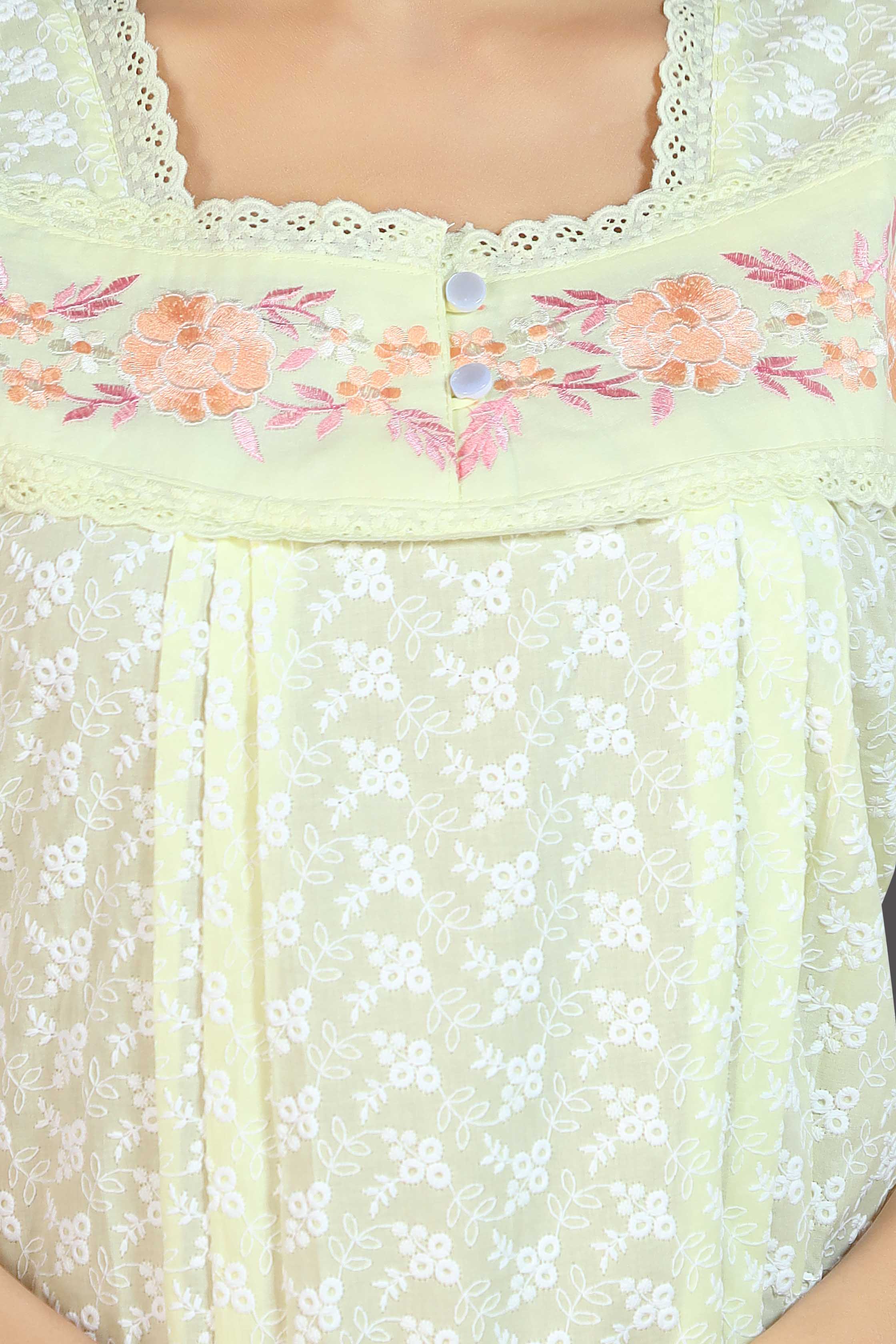 Lemon yellow Chikankari Arwa-XL