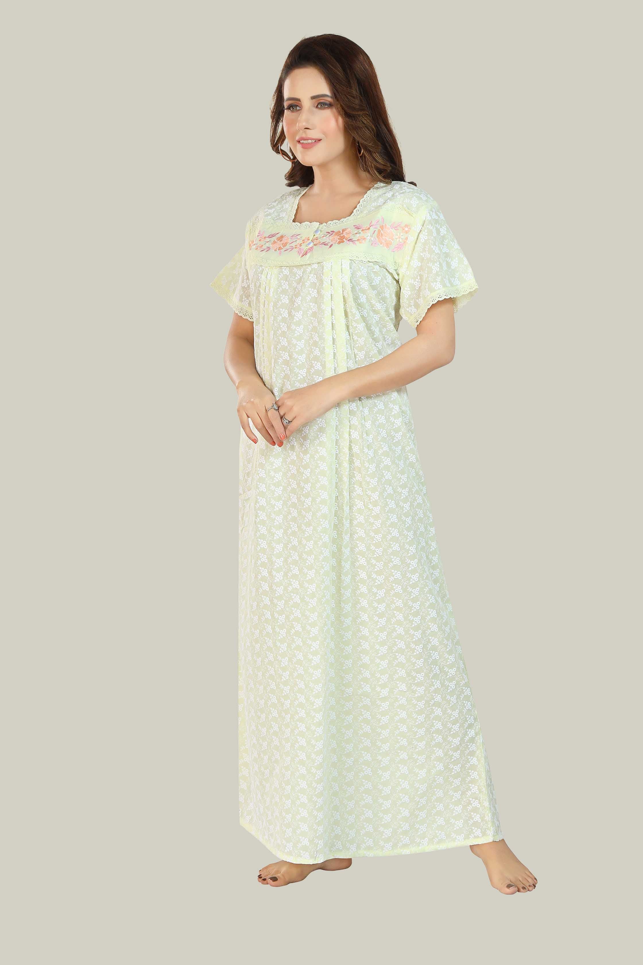 Lemon yellow Chikankari Arwa-XL
