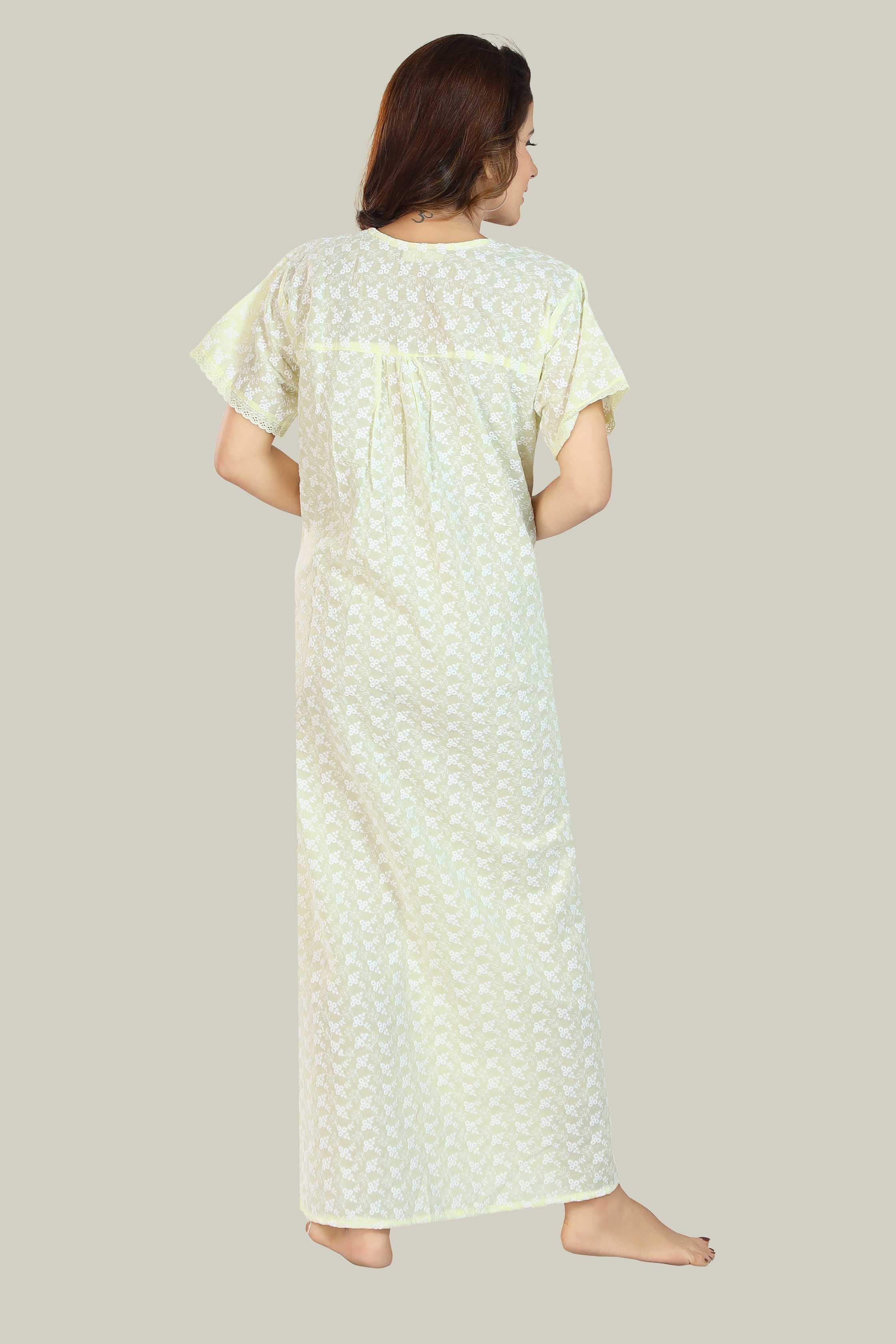 Lemon yellow Chikankari Arwa-XL