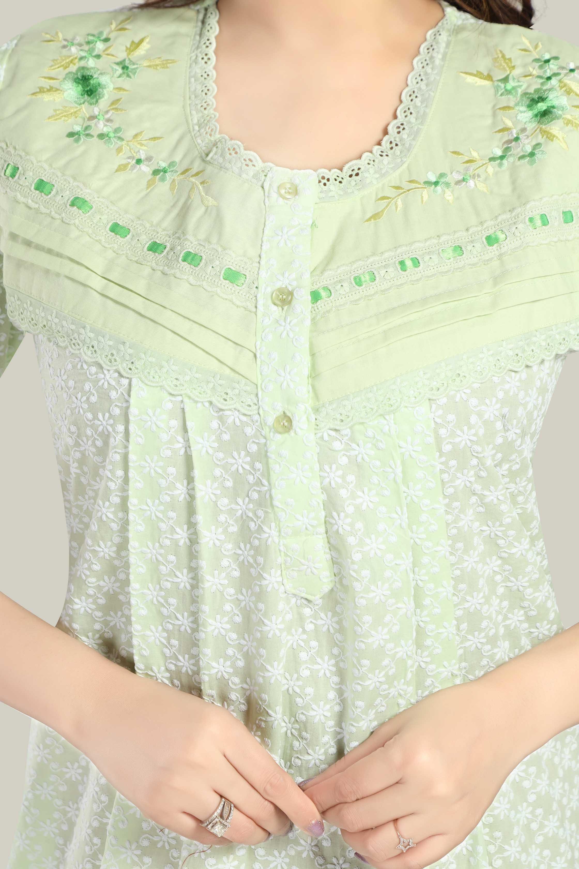 Mint Green Chikankari Elena-XL