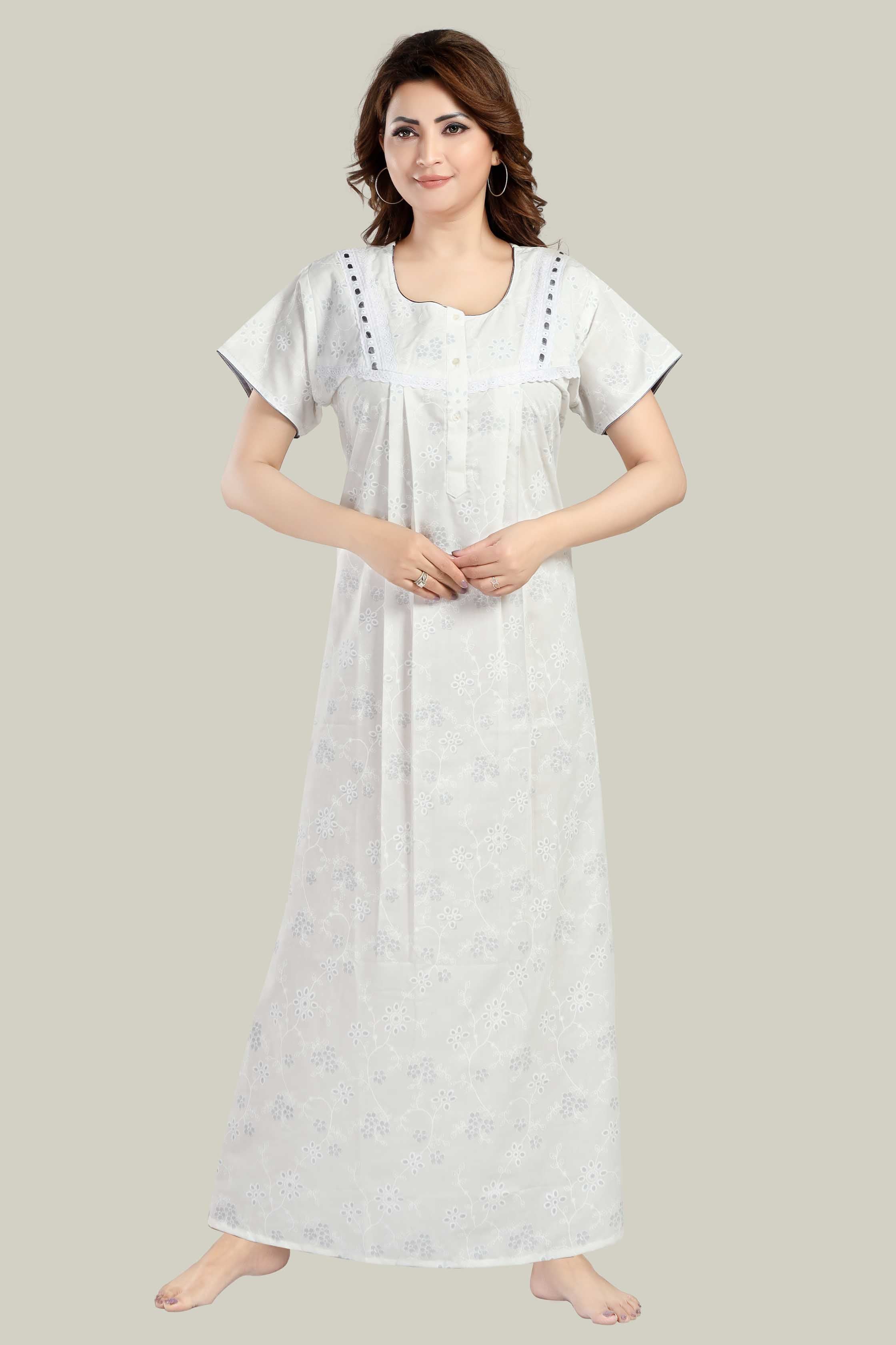 White Grey Pure Cotton Saara-L
