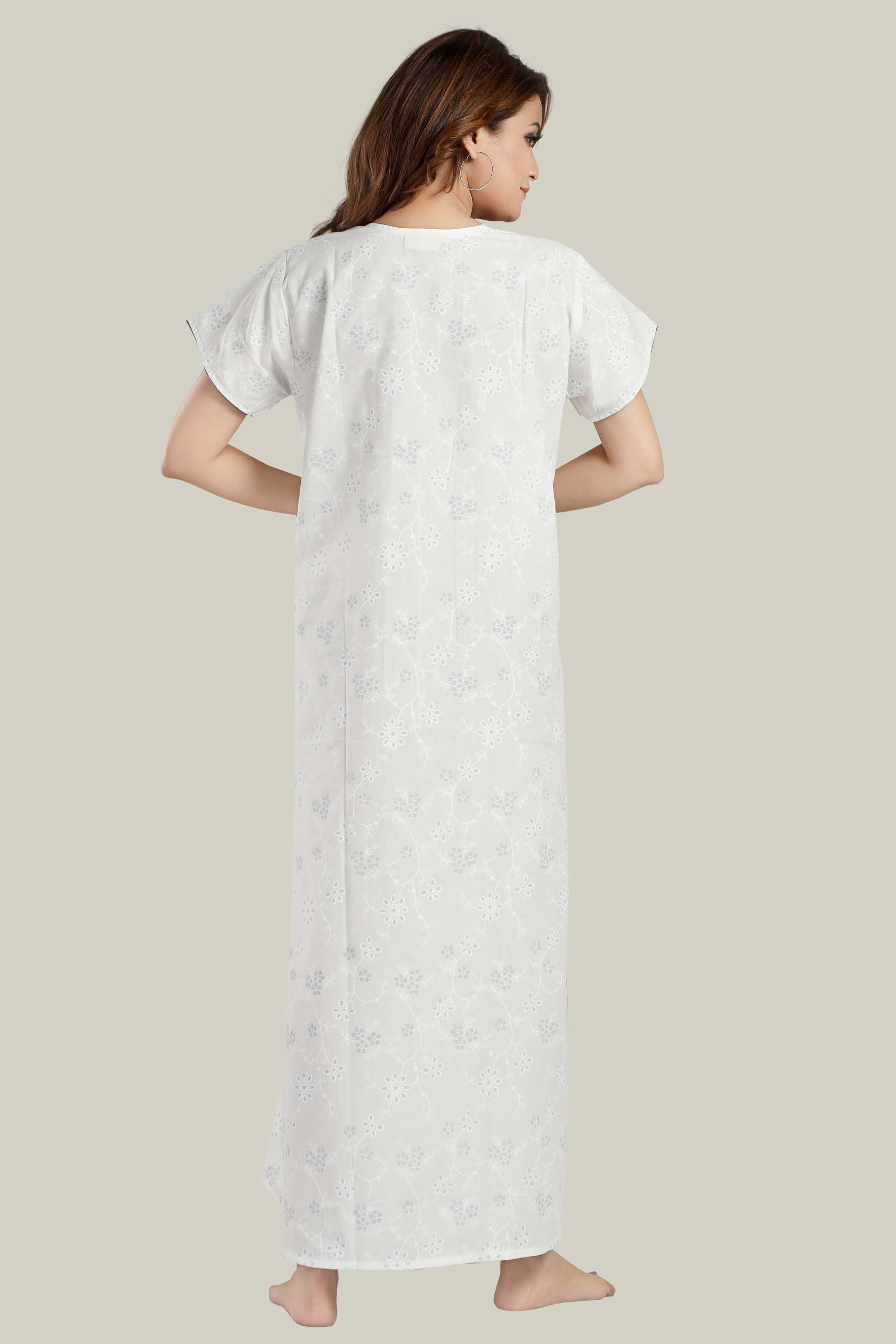 White Grey Pure Cotton Saara-XL