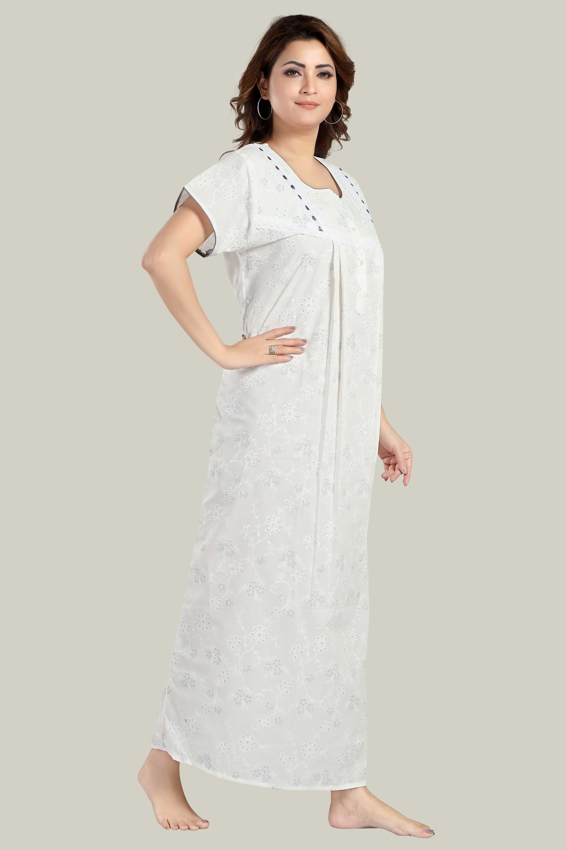 White Grey Pure Cotton Saara-XL