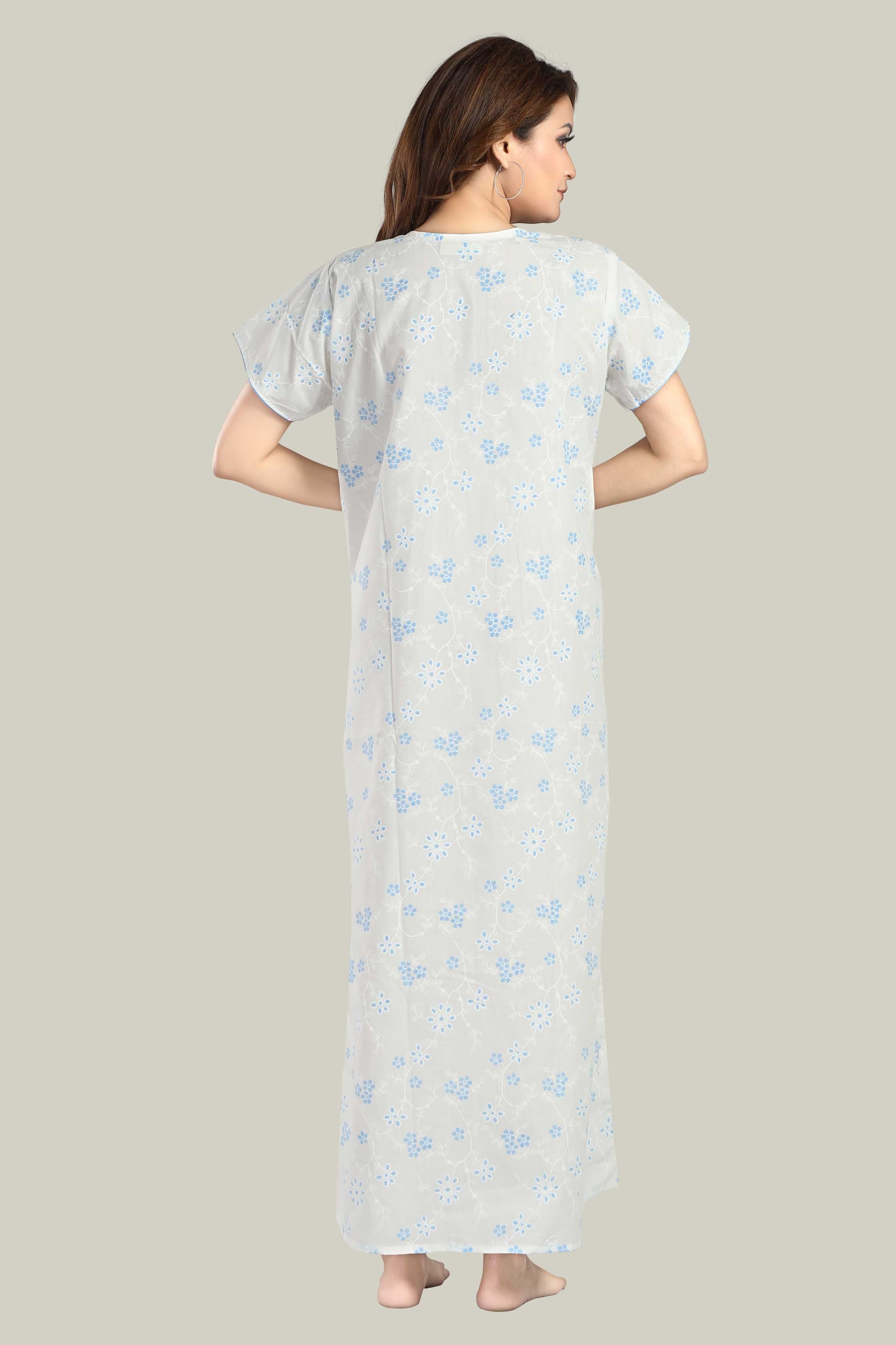 White Blue Pure Cotton Saara-2XL