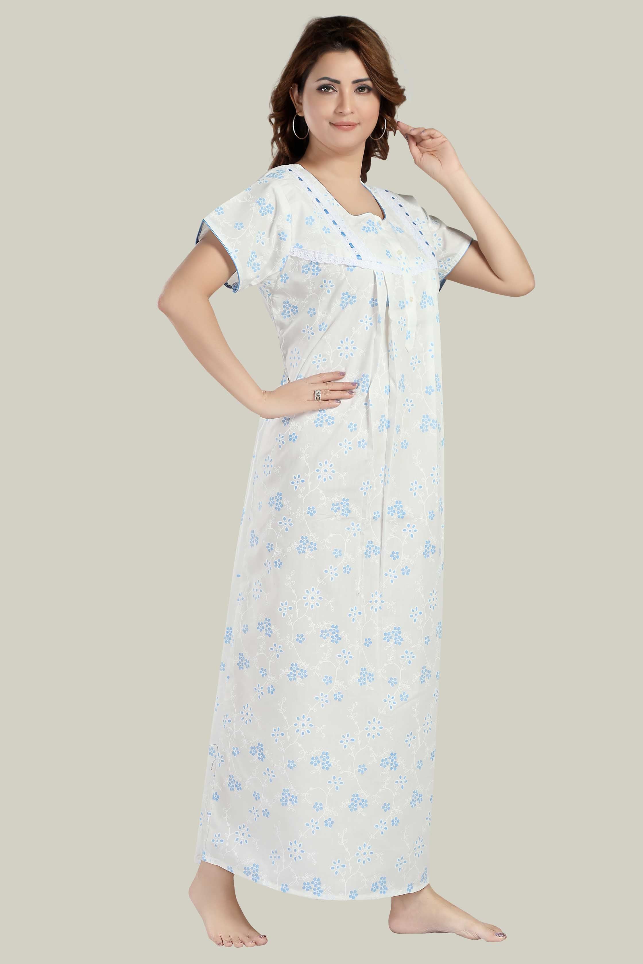 White Blue Pure Cotton Saara-2XL