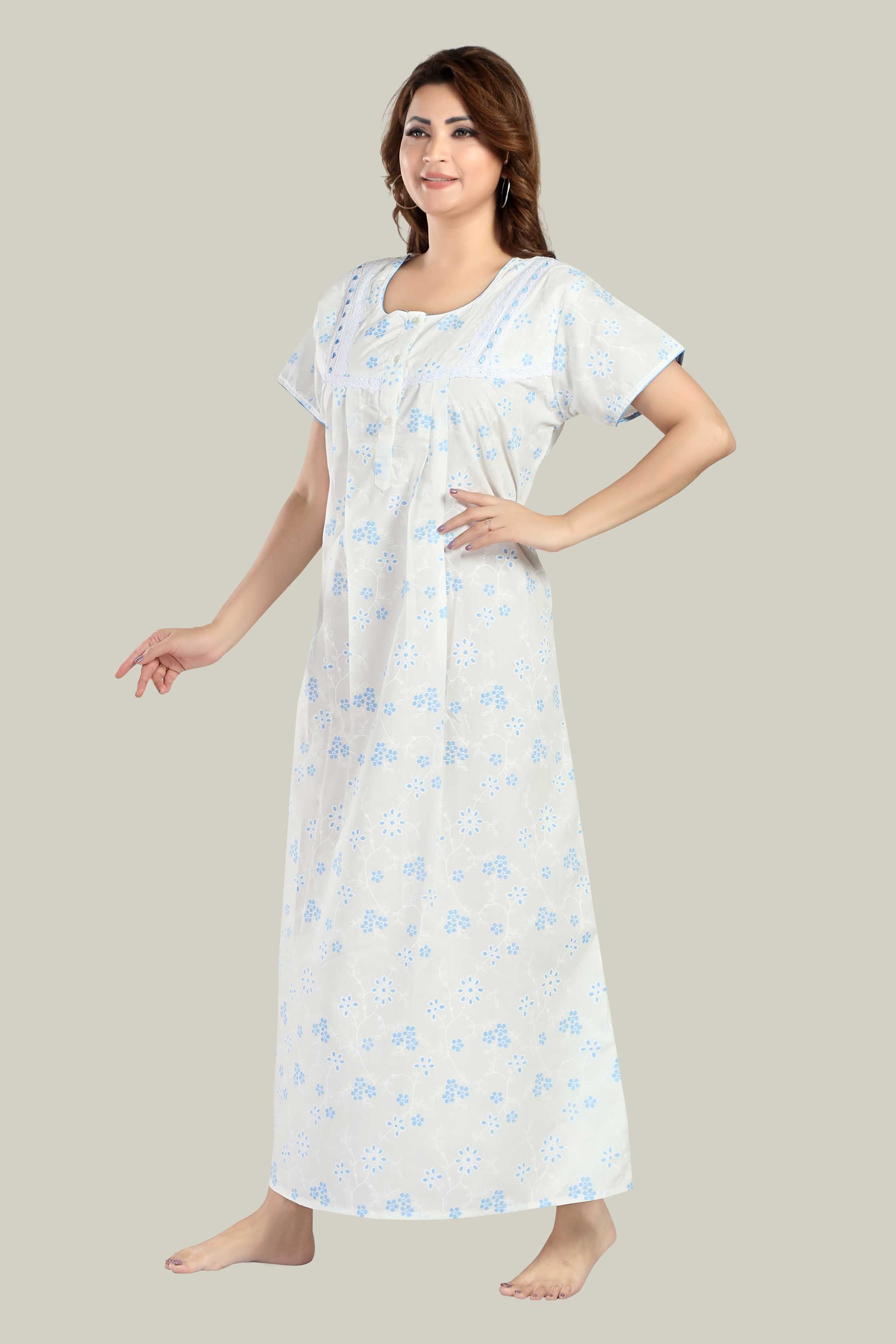 White Blue Pure Cotton Saara-2XL