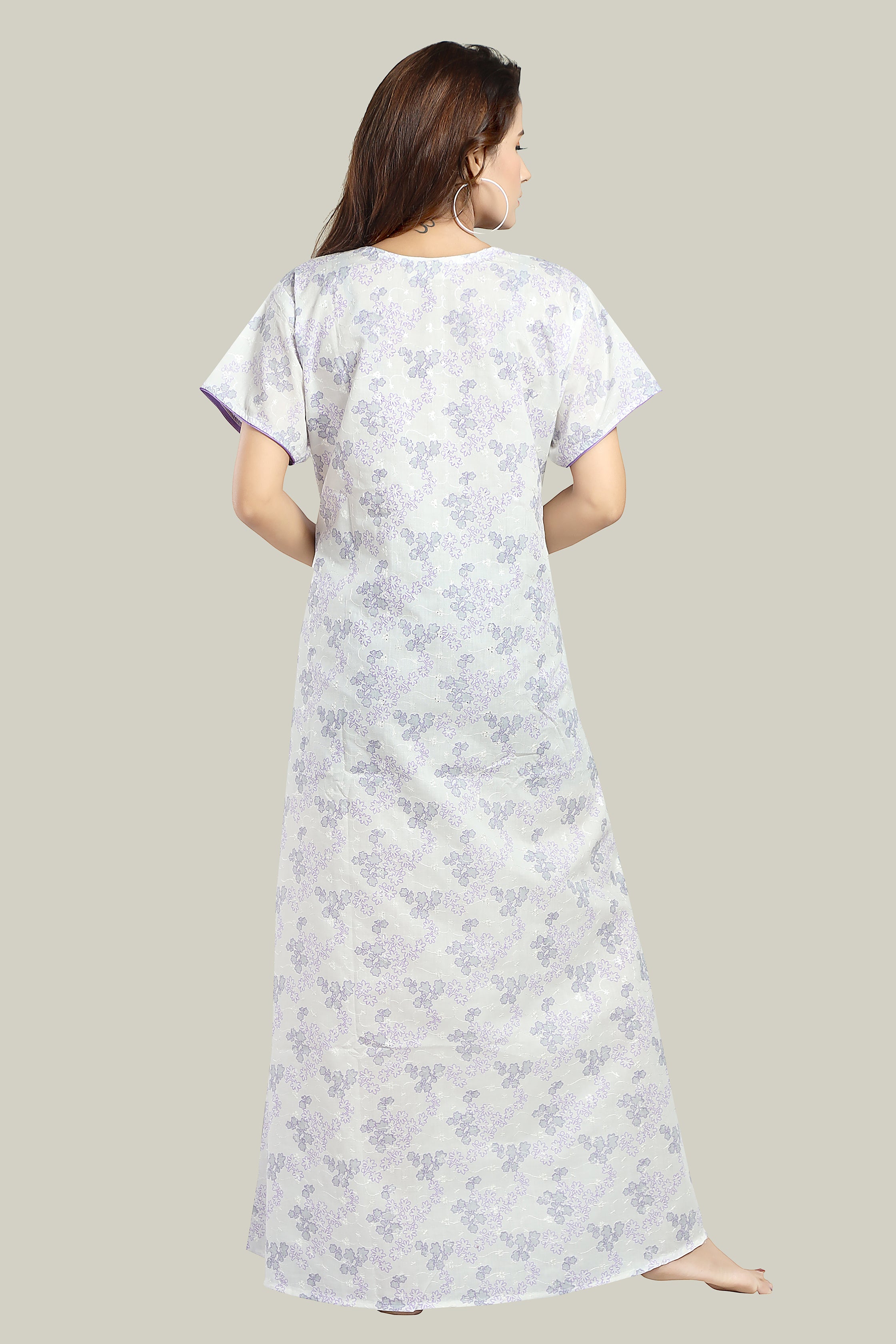 White Lavender Pure Cotton Chikankari Juliet-2XL