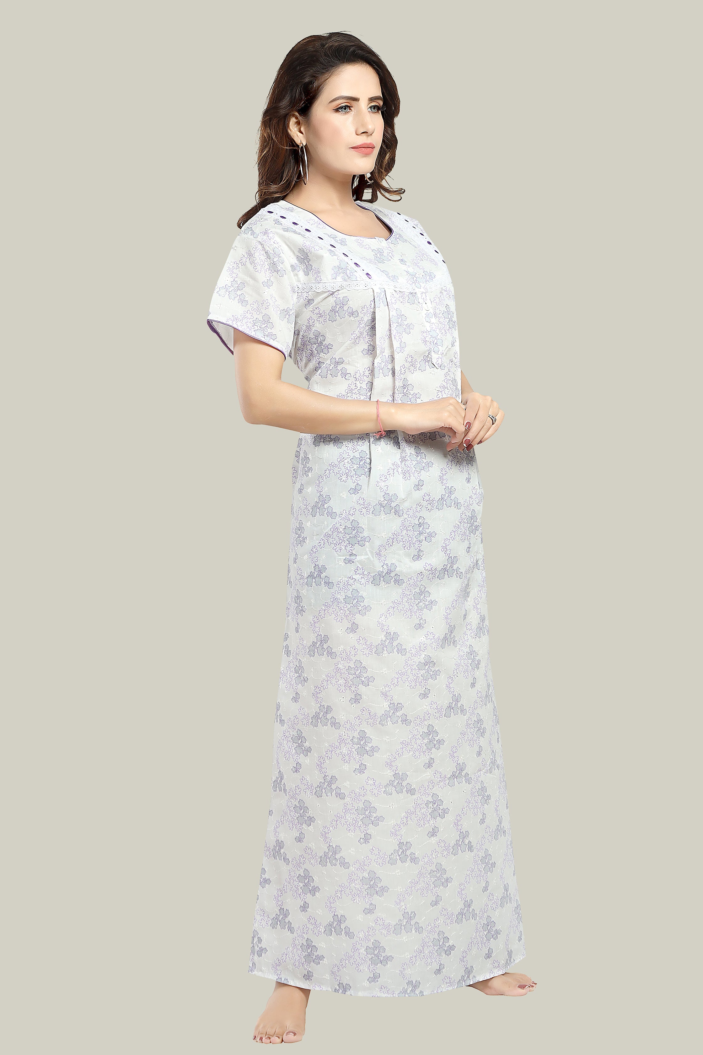 White Lavender Pure Cotton Chikankari Juliet-2XL