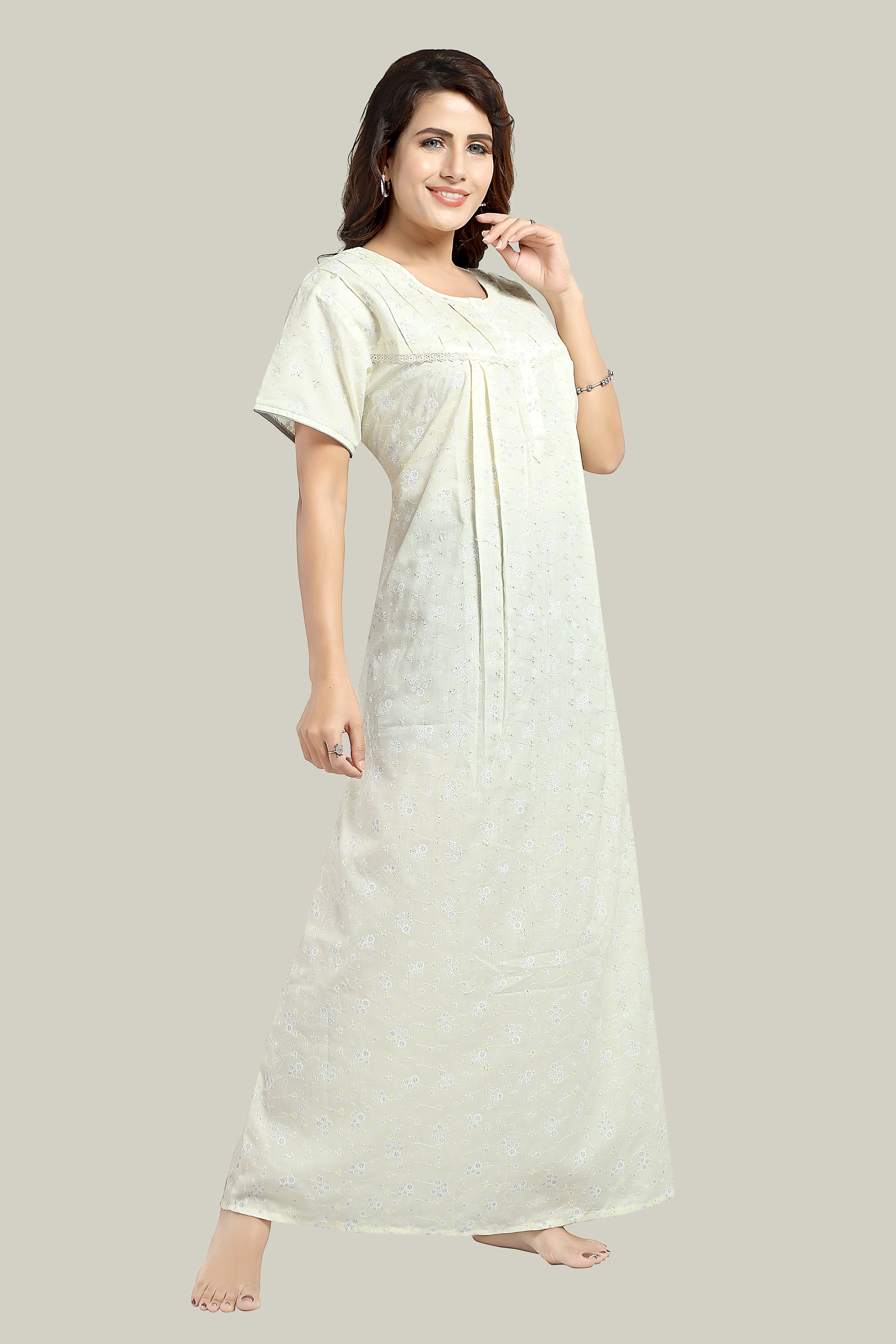 Lemon Yellow Chikankari Cotton Reva-L