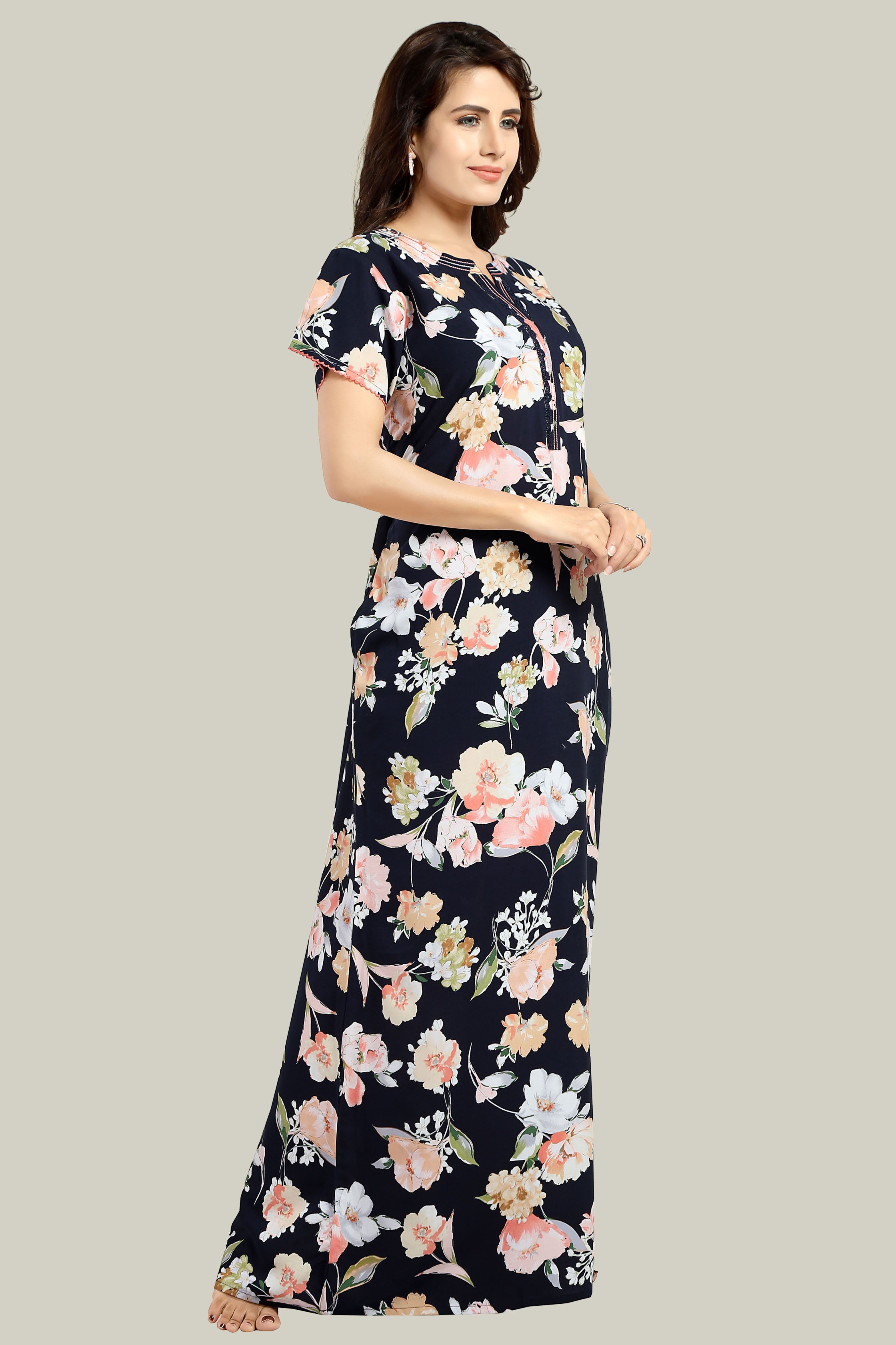 Navy Blue Reyon Ira-XL