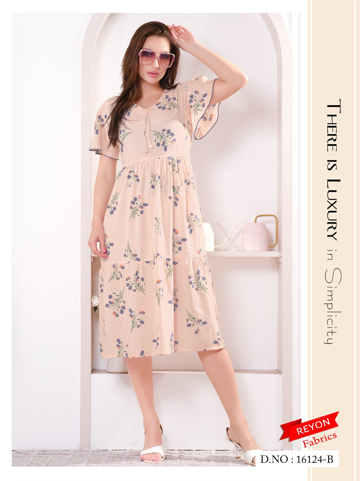 Peach Pink Reyon Short Dress-2XL