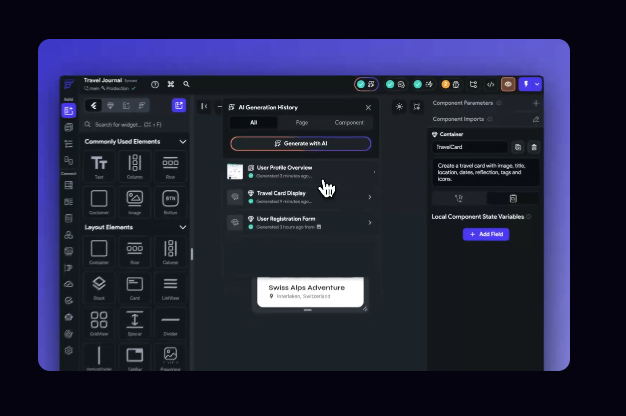 FlutterFlow AI Prompt to Page